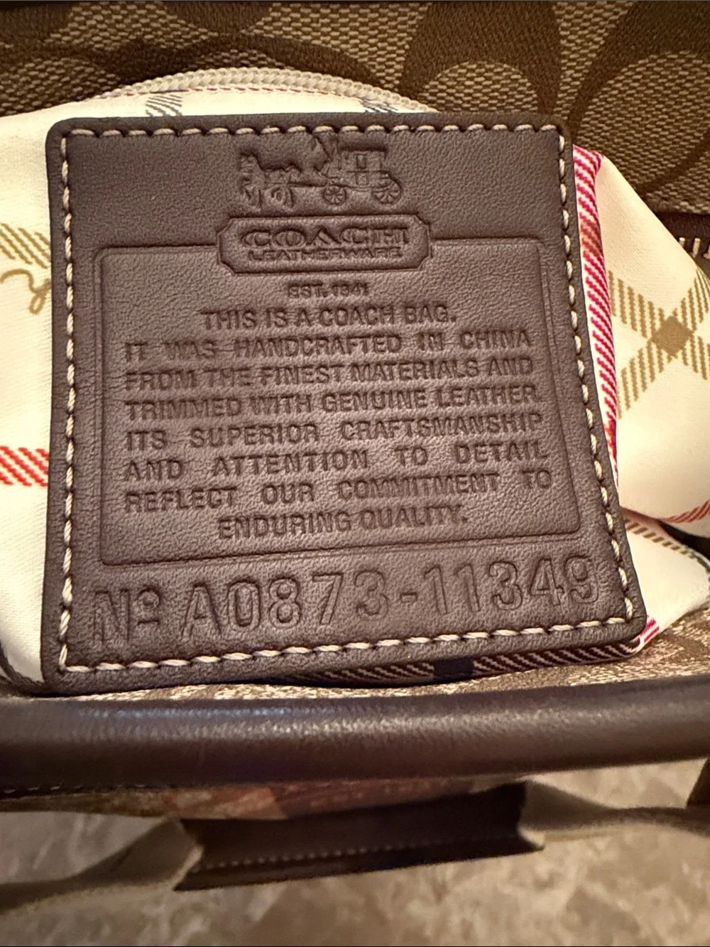 Coach 2008 Heritage Signature Tote  Beige Canvas tote Tattersall